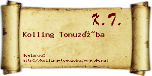 Kolling Tonuzóba névjegykártya